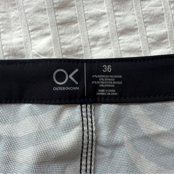 Outerknown Dobby Modern Scallop Swim Trunks in Black and White, 36 - Picture 8 of 12